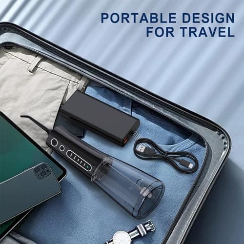 MOCEL Water Dental Flosser OLED Display Cordless Teeth Cleaning MOCEL 5 Modes Oral Irrigator 300ML Portable and USB C Rechargeable IPX7 Waterproof Floss Teeth Pick (Black) 6