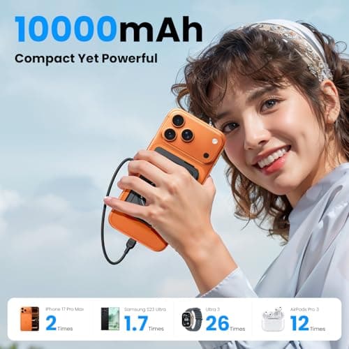 ummz for Magsafe Battery Pack 10000mAh,5-in-1 Magnetic Portable Charger with Wall Plug, Wireless Power Bank for Apple Watch,22.5W Fast Charging PowerBank for iPhone 17 Pro Max/16/15/14/13/12 Mini 6