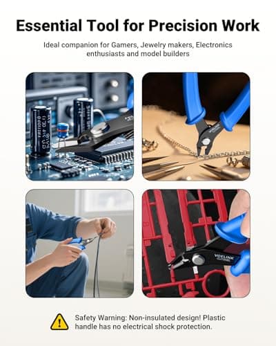 VCELINK Small Wire Cutter Spring-loaded GJ706BL, Precision Flush Cutter Pliers Diagonal Cutters for Electronics, Jewelry Making, Model Craft and 3D Printer, 5-Inch 6
