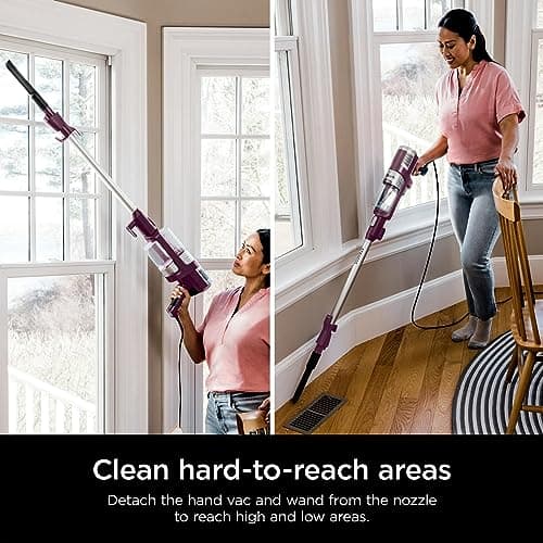 Shark HZ3000 Stratos Ultralight Corded Stick Vacuum with DuoClean PowerFins HairPro, Self-Cleaning Brushroll, & Odor Neutralizer Technology, Red Plum (Renewed) 6