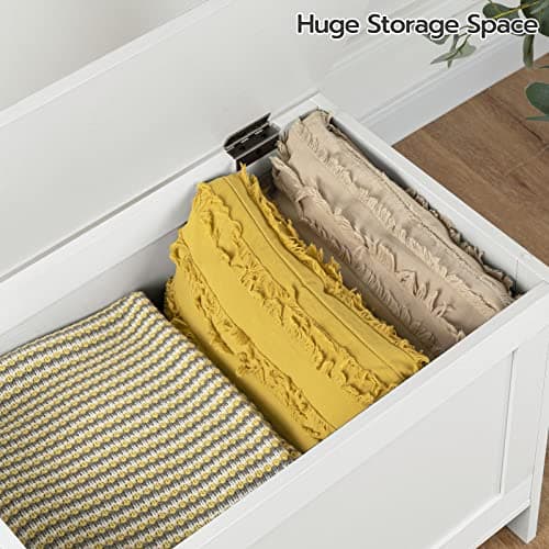 HOOBRO Toy Box, Retro Wooden Look Storage Chest with Safety Hinge, Entryway Storage Bench Supports 220 lb, 39.4 x 15.7 x 18.9 Inches Toy Chest Organizer, Easy Assembly (White) 5