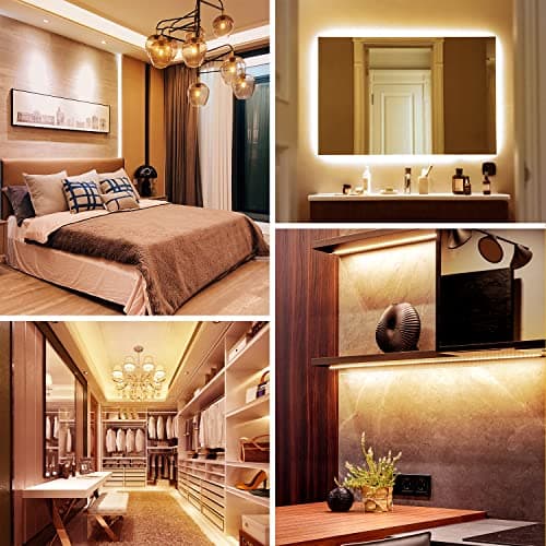 dalattin Warm White LED Strip Lights, 3000K Tunable Soft White Light Strip 16.4ft, Bright 300 LEDs, White Led Lights for Bedroom, Mirror, Kitchen Decoration 5