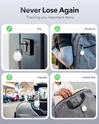 Air Tracker Tags-4 Pack for Apple Find My (iOS Only), Official MFi Certified, Smart Bluetooth Key Finder, Tracking Device for iPhone, Mini Finder Locator for Luggage, Backpack, Wallet, Bags, eBike 7