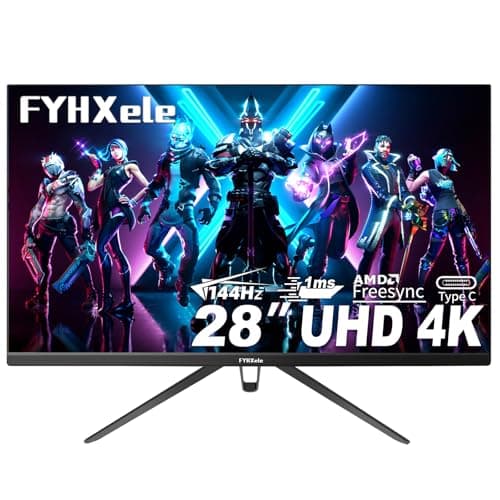 28 Inch 4K UHD Gaming Monitor 144Hz 1ms，IPS Monitor with HDR400, 100% sRGB， AMD FreeSync/G-Sync，PC Monitor for Gaming,Office,Type-C/HDMI/USB，Built-in Speaker，VESA Mount, Bluelight Filter