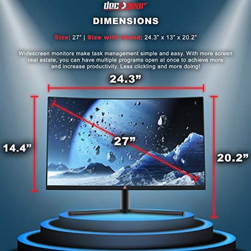Deco Gear 27-Inch 2560x1440 144Hz Curved Gaming Monitor, VA, 16:9, 3000:1, Color Accurate, HDR400 5
