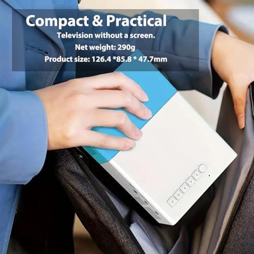 Mini Projector 1080P HD Portable Smart Projector, Video Projector for Bedroom with HiFi Stereo, HDMI/USB/Audio Compatible with Phone, Laptop, TV Stick, PS5 3