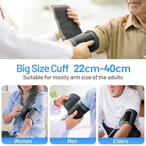 Blood Pressure Monitor Upper Arm Machine Accurate Adjustable BP Cuff Kit Led Backlit Display 2 Users 240 Sets Memory Includes Storage Bag White 5
