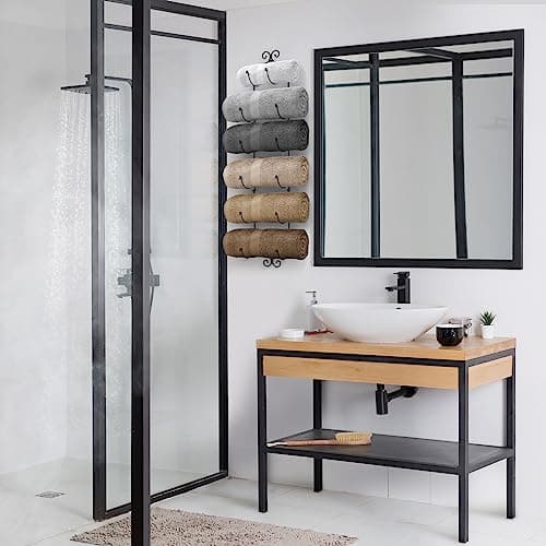 Sorbus Towel Rack Wall Mounted – Metal Towel Holder for Bathroom Wall, Washcloth, Rolled Bath Towels, Spa, Gym, Camper Rv, Shelf Cabinet - 6 Level Wine Rack Wall Mounted for Kitchen Bar, Wine Cellar 7