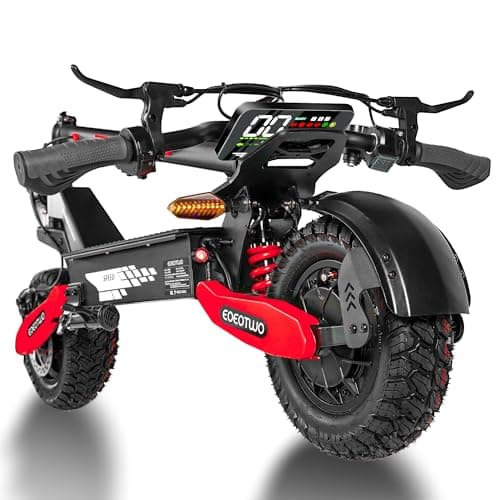 EOEOTWO Off Road Electric Scooter, 1200W Fast Electric Scooter, 25/45Miles, 31MPH/40MPH E-Scooter for Adults, Heavy Duty 300+ lb Capacity, Full Suspension (48V 13Ah, Red)