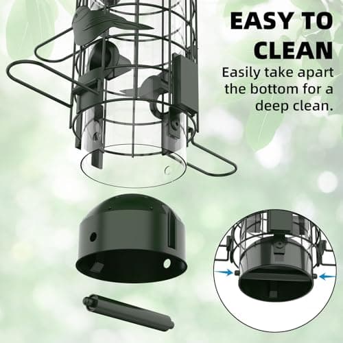 Squirrel Proof Bird Feeder,Metal Mesh Bird Feeders for Outdoors Hanging,Gravity Protection Squirrel Proof Wild Bird Feeders with Finch Cardinal Chickadee,3LB Large Capacity,Green 5