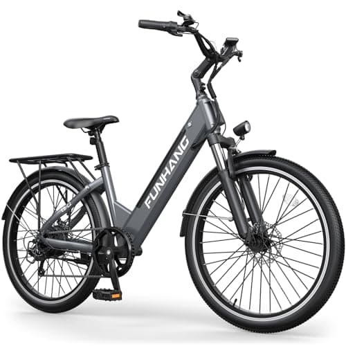 Funhang Electric Bike for Adults, 1000W Peak Ebike, 50Miles 21.7MPH Step Thru Electric Bicycle, 26" Commuter E Bikes with 48V Built-in Removable Battery, Adjustable Stem, 7-Speed, UL 2849 Certified
