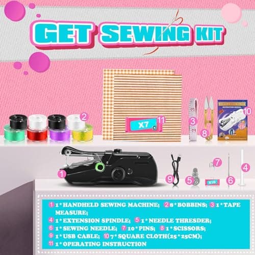 Tilibra Handheld Battery Operated Stitching Machine with USB Cable - Portable Sewing Machine for Beginners - Fast Stitch, Ideal for DIY, Home, Travel 7