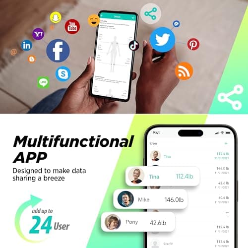 RunStar Digital Bathroom Scale for Body Weight, Body Fat, BMI 28 Measurements, Innovative 8-Electrode Smart Scales FSA&HSA Eligible with Voice Prompt Function High Accurate Bluetooth Weight Machine 7