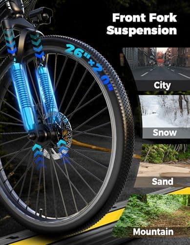 Misodo Electric Bike for Adults, 1500W Peak Mountain Ebike with 28 MPH, 65 Miles Range, 7 Speeds, 48V 10Ah Removable Battery 26" Ebike for Commute 5