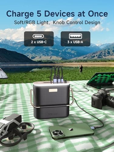 MOVE SPEED 2025 Upgrade 80,000mAh Power Bank 130W Portable Power Station with Digital Display, Lighting, USB C 5-Port Support Solar Recharge for Outdoor Camping,Laptop,Emergency Backup(296Wh) 8