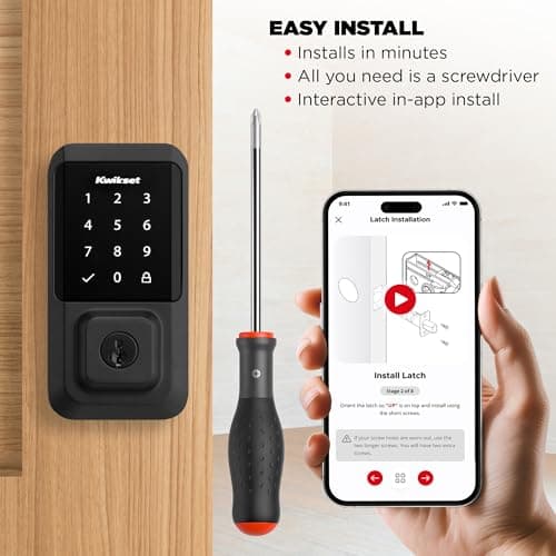Kwikset Halo Wi-Fi Smart Lock, Keyless Entry Front Door Touchscreen Deadbolt, Matte Black Finish, Grade AAA Certified, UL Listed, Easy Install No Hub, App Control 7