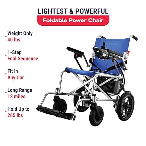 Klano KL20- Lightweight (Only 40lbs) Foldable Electric Wheelchair for Seniors - 2x250W Motor Power - Travel Size - Airline Approved - User Friendly - Long Range - 12 mi Cruise Range (Model3) 6