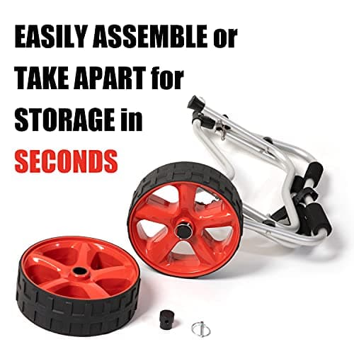 ValenLyra Heavy Duty Kayak Cart with 10-inch Solid Never-Flat Tires & Aluminum Alloy Frame | 235lbs All-Terrain Canoe Carrier for Sand, Mud, Rocks | Includes Security Straps, Quick-Release Design 5