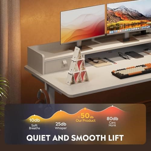 DEVAISE 55×28 Inch Electric Standing Desk with Drawers, Computer Desk with 3 Adjustable Height, Storage Shelf and Built-in USB Outlet, Memory Preset, Sit to Stand Desk for Home Office, White 7