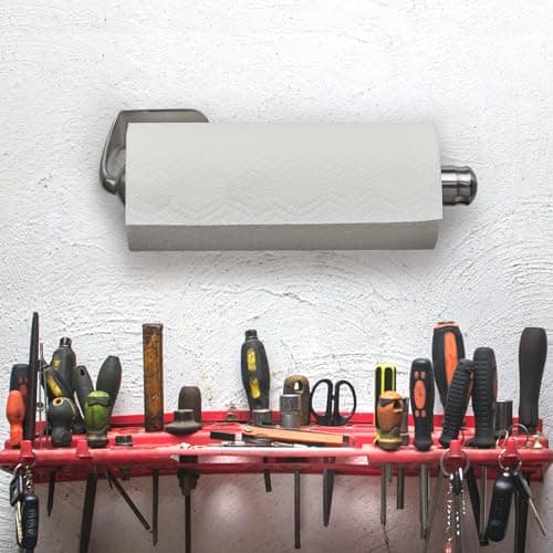 Kamenstein Perfect Tear Wall Mount Paper Towel Holder, Patented Design for One-Handed Use, Rounded Finial, 14-Inch, Brushed Silver Metal Finish 10