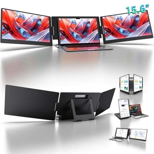 KYY 15.6" Laptop Screen Extender, 1080P FHD IPS Portable Monitor, One Cable USB-C Triple Monitor, Dual Travel Screen for 12"-17'' Laptops, 360° Rotation & Kickstand，X90D (Driver Need)