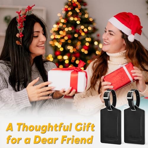 Travelambo 4 Pack Leather Luggage Tags for Suitcases Travel Tags Black 6