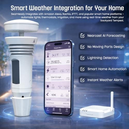 Tempest Weather Station with Built-in Wind Meter, Rain Gauge, and Accurate Weather Forecasts, Wireless, App and Alexa Enabled 4