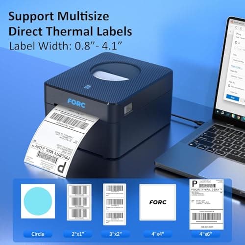Forc Shipping Label Printer,Bluetooth Thermal Label Printer 4x6 for Small Business for Amazon,Ebay,Etsy,Shopify Shipping Packages,USPS,UPS,Support Windows, Mac, iOS, iPhone, Android(Black) 6