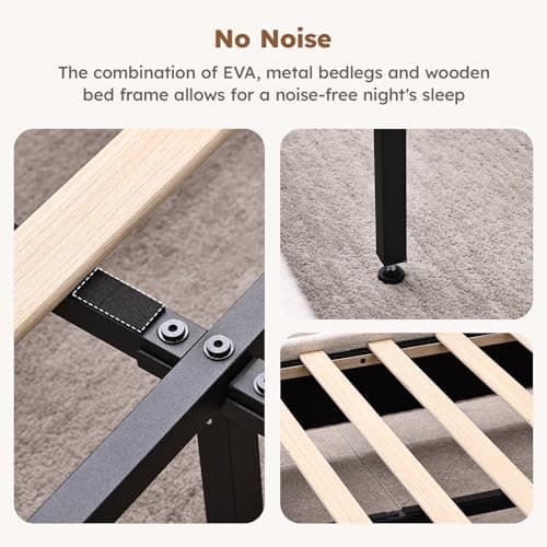 BERRY NEST Queen Size Cloud Bed Frame, Soft Boucle Bed Frame with Adjustable Headboard, Solid Wood Legs, Rounded Corners Design & Easy Assembly – Modern Platform Bed,Cream 7