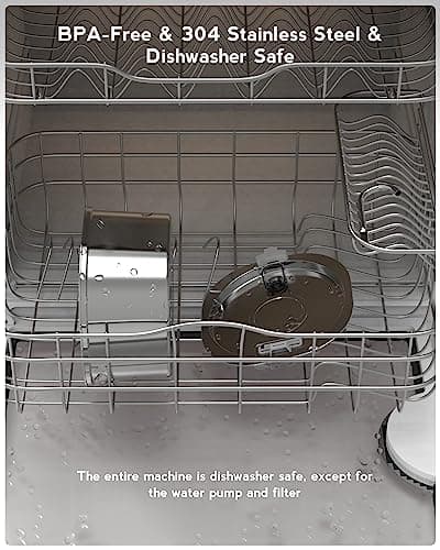 PEKTACO Cat Water Fountain, Pet Water Fountain Dog Water Dispenser Drinking Fountain, 3.2L/108oz Stainless Steel Water Fountain for Cats Indoor 5