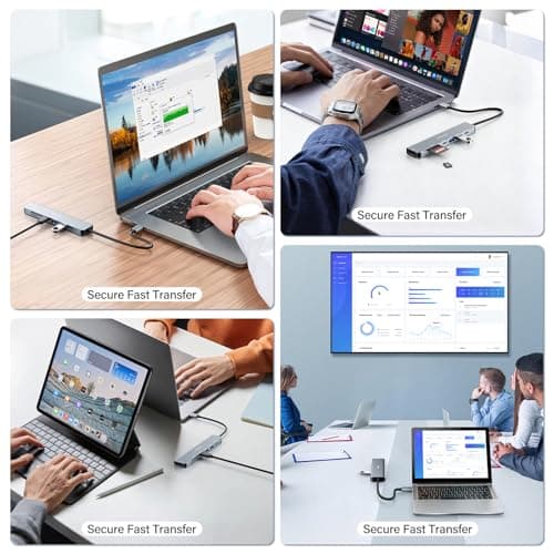 USB C Hub, 7-in-1 Multiport Adapter with 4K30hz hdmi, 100W PD Charging, USB 3.0 Hub, SD/TF Card Reader, Aluminum, USB Splitter for MacBook Pro/Air, Dell/HP Laptop/Tablet Devices 8