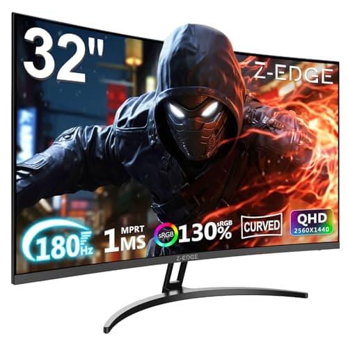 Z-Edge 32 inch Curved Gaming Monitor, QHD 1440P 180Hz 165Hz 144Hz Curved Monitor, 1500R Computer Monitor, MPRT 1ms Monitor, 16.7M Colors, 3000:1 Contrast, UG32 Ultra Slim Bezel, DP x2, HDMI x2