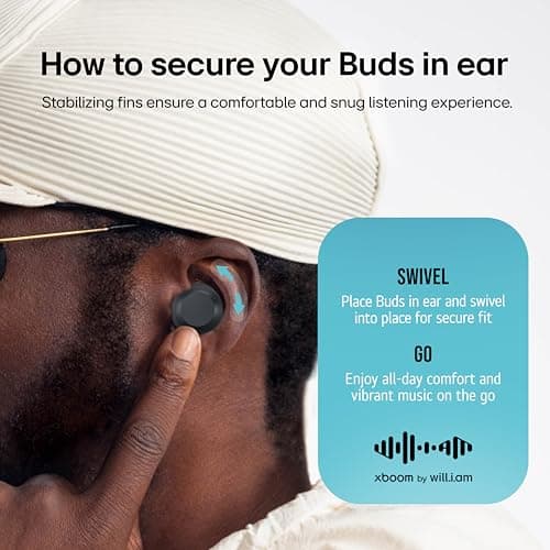 LG xboom Buds by will.i.am, xboom Signature Sound by will.i.am with Graphene Drivers, 3 Mic Active Noise Cancellation, Up to 30 Hours of Battery, IPX4 Water Resistant, Black 6