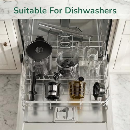 Canoly C16 Cold Press Juicer, 6" Extra Wide Feed Chute, 3-IN-1 Strainers (Juice & Sorbet & Nut Milk), Powerful AC Brushless Motor, Self Precut System, Juicer Machines with BPA-Free (Space Gray) 10