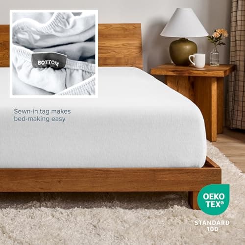 Bare Home Flannel Fitted Bottom Sheet 100% Cotton, Velvety Soft Heavyweight - Double Brushed Flannel - Deep Pocket (Queen, White) 5