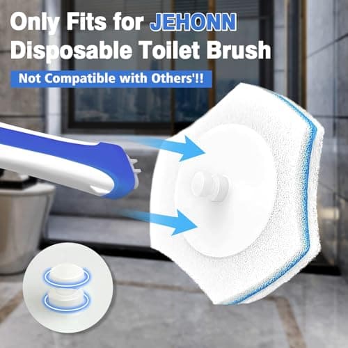 JEHONN Disposable Toilet Brush with 48 Wand Cleaner Refills, Wall Mounted Toilet Bowl Brush Holder Set, Bathroom Cleaning System for Sink Bathtub Wash Basin (Blue) 7