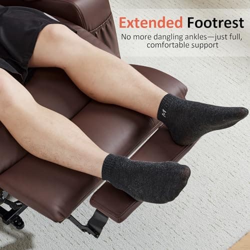 MCombo Electric Power Lift Recliner Chair Sofa with Massage and Heat for Elderly, 3 Positions, 2 Side Pockets, and Cup Holders, USB Ports, Faux Leather 7040 (Light Brown, Medium) 5