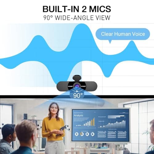 EMEET C960 Webcam with Tripod, 1080P Webcam with Microphone, Adjustable Height Mini Tripod, C960 Web Camera with Privacy Cover, Plug & Play with Stand for Zoom/Skype/YouTube/FaceTime 5
