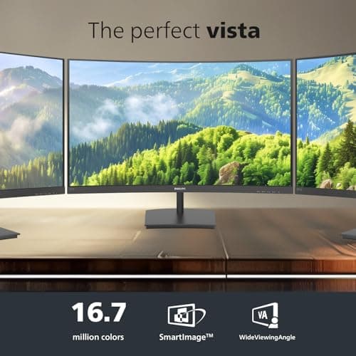 Philips 241E1SCA Curved 24 inch Full HD (1920 x 1080) Monitor, 1500R, HDMI x1, VGA x1, AMD FreeSync, Built-in Speakers, LowBlue Mode, VESA Compatible, 4 Year Advance Replacement Warranty 3