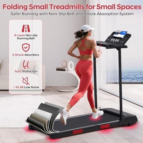 Compact Walking Pad with Handle Bar, 3.5HP Electric Portable Walking Pad Treadmills with Handles for Home Small Spaces, 0.6-10MPH Home Small Treadmill with Big Screen for Office Apartment, 400LBS 9