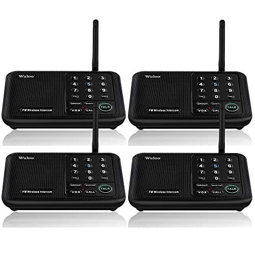 Wuloo Intercoms Wireless for Home 5280 Feet Range 10 Channel 3 Code, Wireless Intercom System for Home House Business Office, Room to Room Intercom, Home Communication System (4 Units Set, Black)