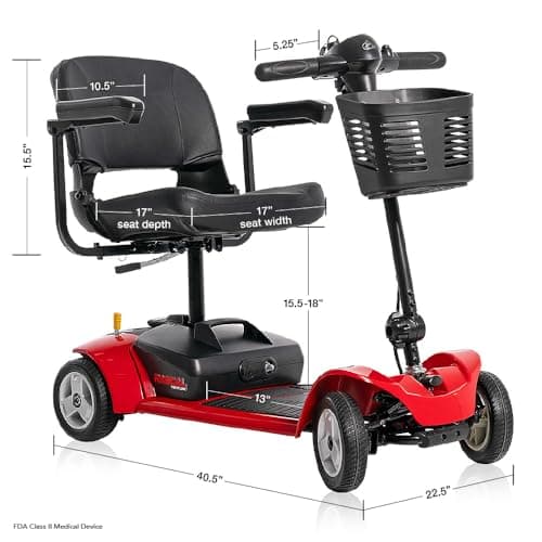 Rascal Venture 4-Wheel Portable Mobility Scooter for Travel, Easy Disassembly, Compact Design, 300 lb Capacity, Battery Included 12
