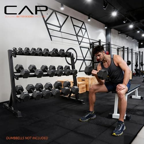 CAP Barbell 3-Tier Dumbbell Rack – Heavy-Duty 1,000 lb Dumbbell Storage Rack for Home or Garage Gym – Weight Rack for 5–75 lb Dumbbell Sets 6
