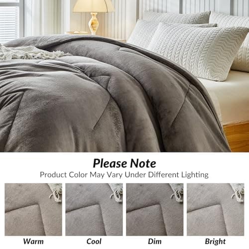 WARMDERN Oversized King Size 120" x 120" Velvet Comforter Duvet Insert - 100% Milk Velvet Bedding Comforters with Wave Textured Pattern, Ultra Soft Lightweight Warm Bedding Comforter, Khaki 9