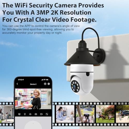 Light Bulb Camera Outdoor,5G&2.4G WiFi Security Cameras Wireless Indoor,2K Cameras for Home Security Two-Way Talk,Color Night Vision,360°PTZ,Human Motion Detection,Bulb Camera Compatible with Alexa 6