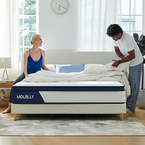 Molblly Queen Mattress, 12 Inch Innerspring Mattress in a Box,Ultimate Motion Isolation Individually Wrapped Pocket Coils Mattress,Pressure Relief,Back Pain Relief Cool Queen Bed Mattress 8