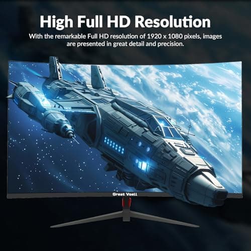 Great voell 24 Inch Curved Gaming Monitor, 180Hz FHD (1920 * 1080) 1K Computer Monitor, 3000R Curved, FreeSync, Support DP/HDMI/USB Ports, 120% sRGB, 4000:1 Contrast Ratio for Home Office & Gaming 5