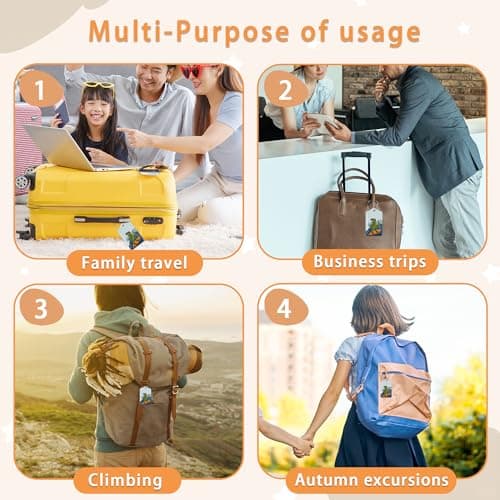 2 Pcs Luggage Tags for Suitcase,Dinosaur Surfing on Sea Luggage Tag Name Id Labels with Privacy Cover for Travel Backpack Women Men 7