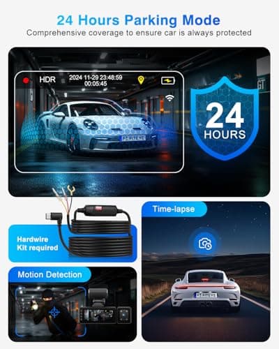 Fiteye 3 Channel 4K Dash Cam, IMX335 STARVIS Sensor, 4K+2K Front and Inside, 2K+1080P+1080P Front and Rear Inside Dash Camera for Cars, Free 64GB Card, Built in WiFi GPS, Intelligent Voice Control 8