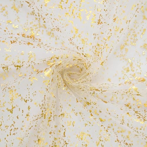 Artoid Mode Beige Gold Gauze Table Runner 120 Inch 10FT, Glitter Metallic Foil Sheer Dining Wedding Anniversary Holiday Birthday Table Decor for Home Party 5